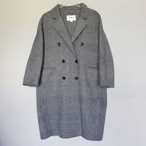 Rumere Double-Breasted Glen Plaid Wool Silk Coat Pockets NWOT 40EU/M